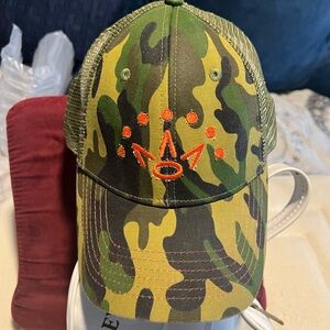 Scotty Cameron Camo Trucker Hat with Orange Embroidery.